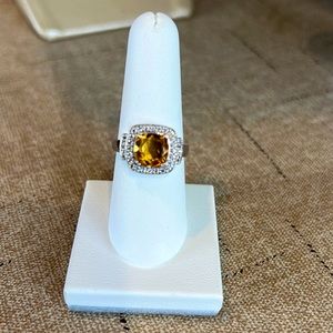 Sterling Silver Citrine Ring with White Sapphire